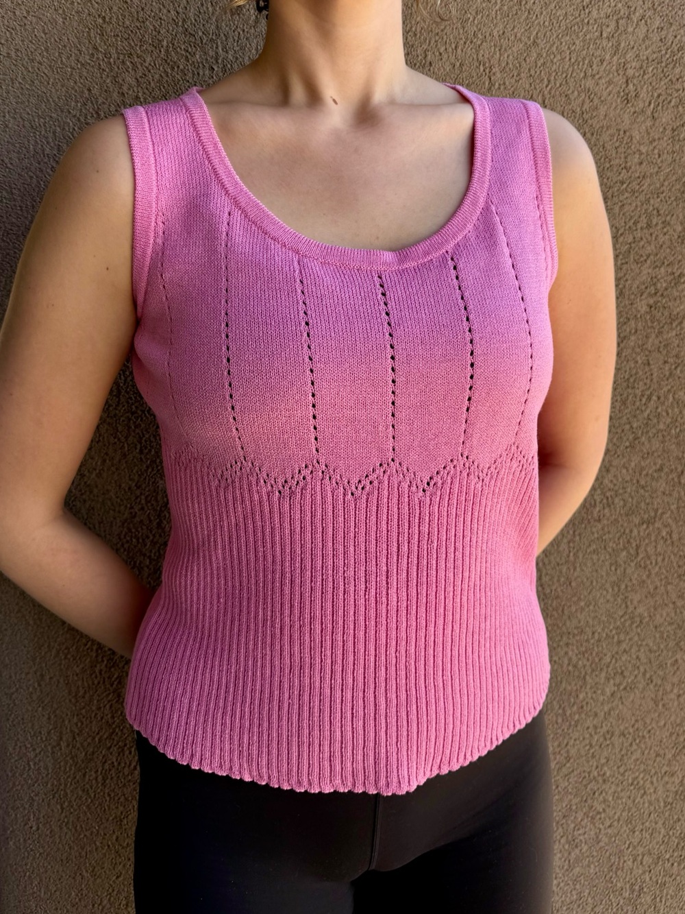 St. John Sport by Marie Gray Pink Knit Scoop Neck Tank